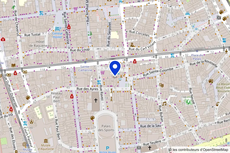 Carte du centre de Bordeaux autour du 3 rue du Vieux Marché
