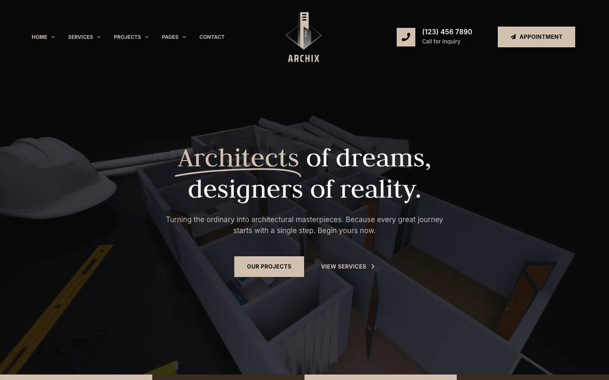 Capture du modèle « Archix, agence d’architecture »