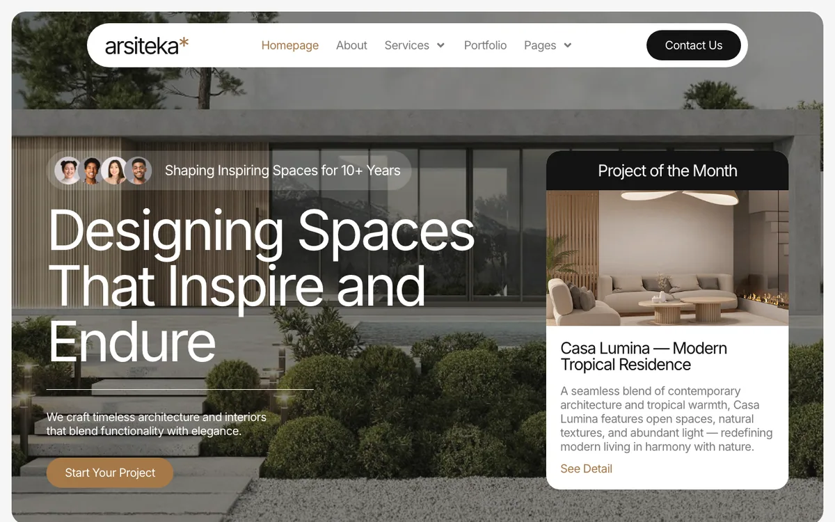 Capture du modèle « Arsiteka, architecture et design d’intérieur »