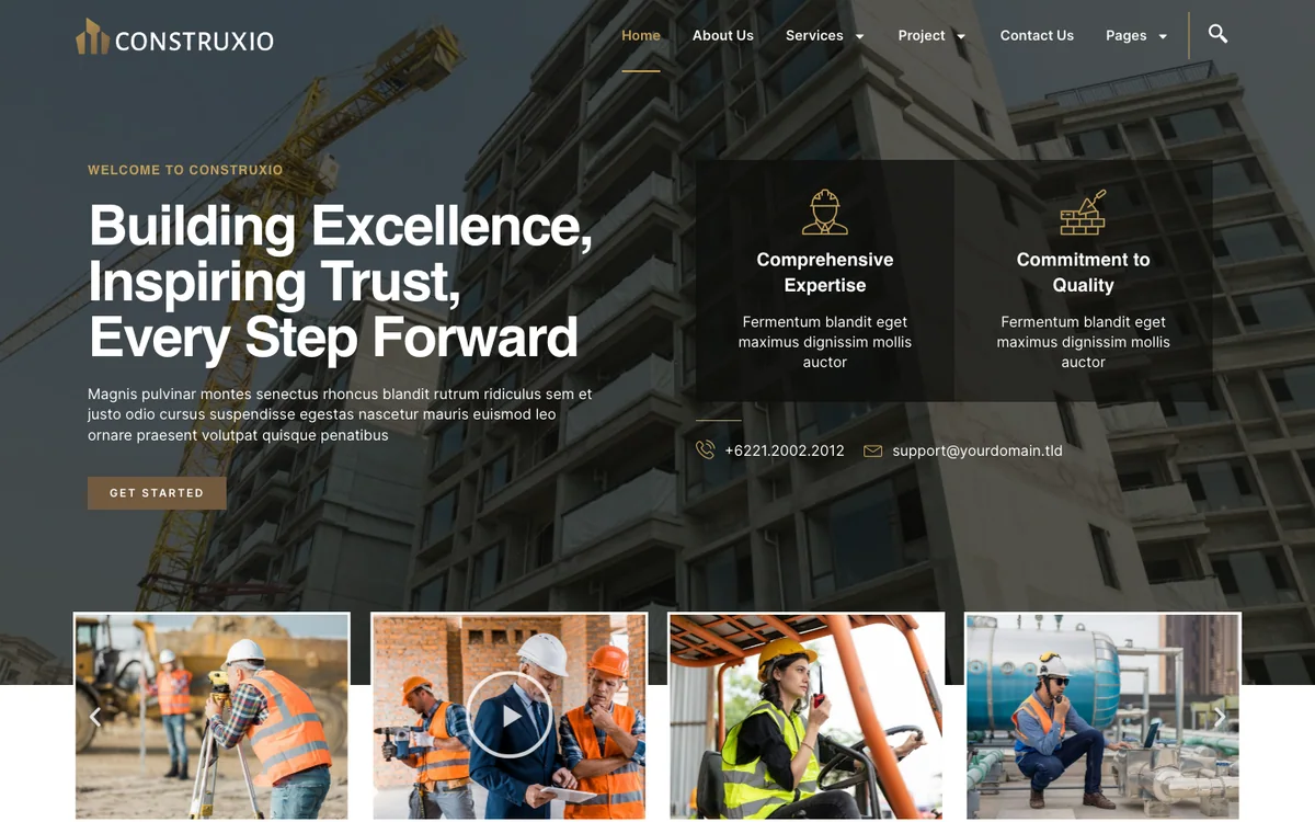 Capture du modèle « Construxio, entreprise de construction »