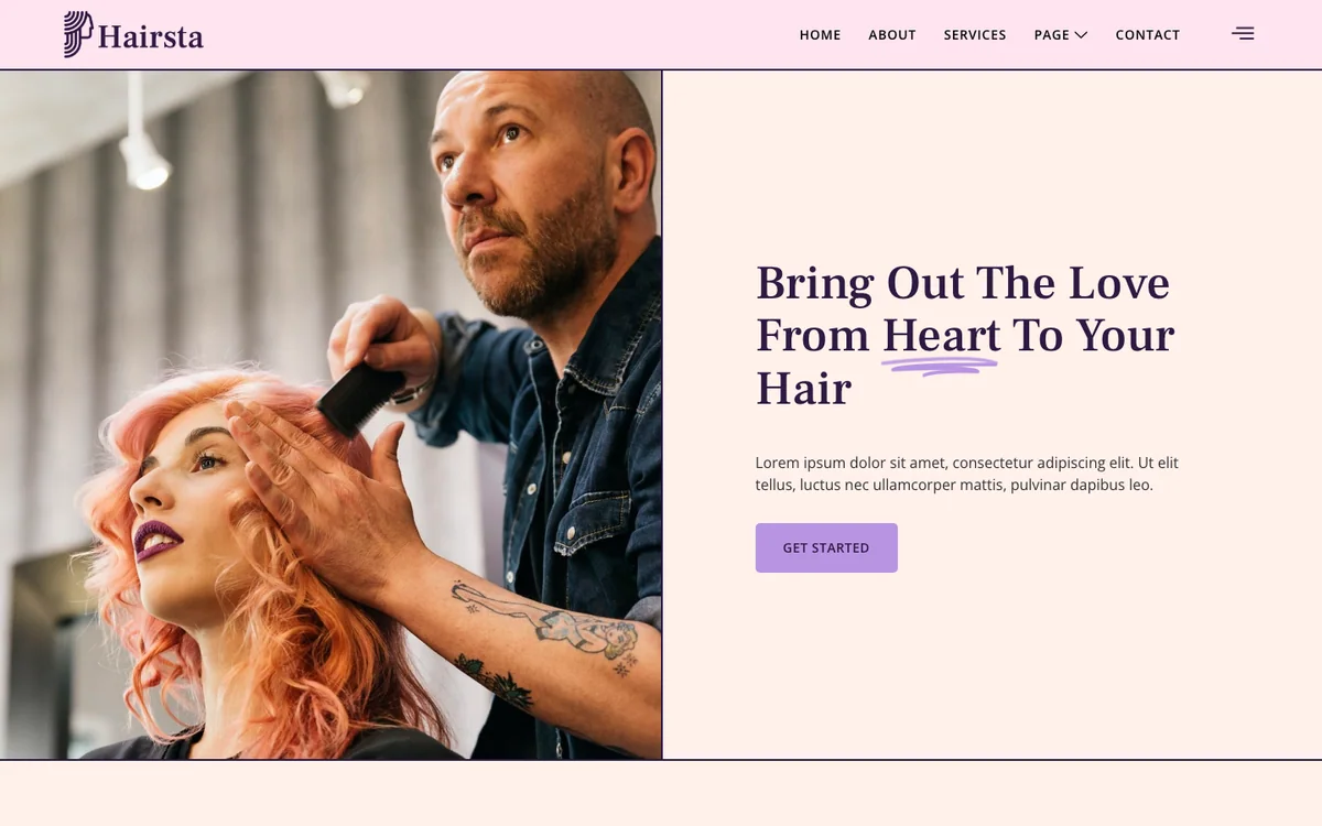 Capture du modèle « Hairsta, salon de coiffure »
