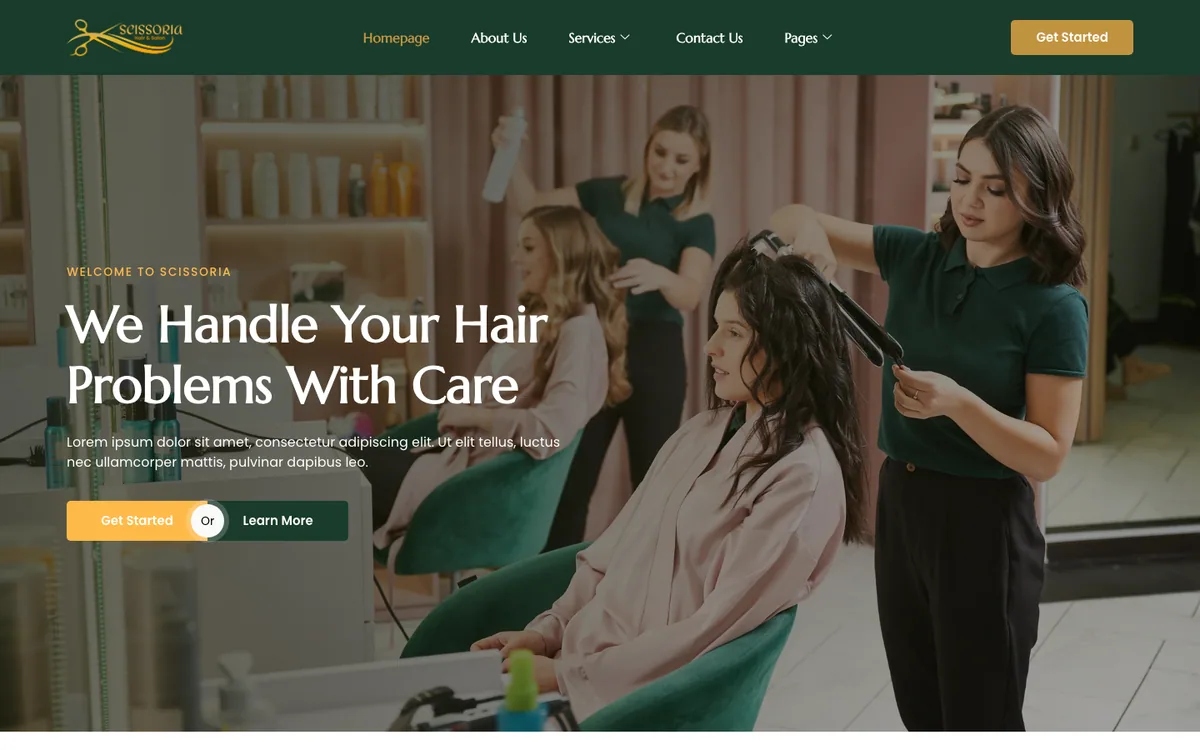 Capture du modèle « Scissoria, salon de coiffure »