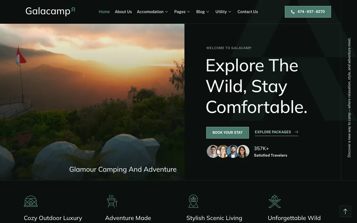 Capture du modèle « Galacamp, camping et glamping »