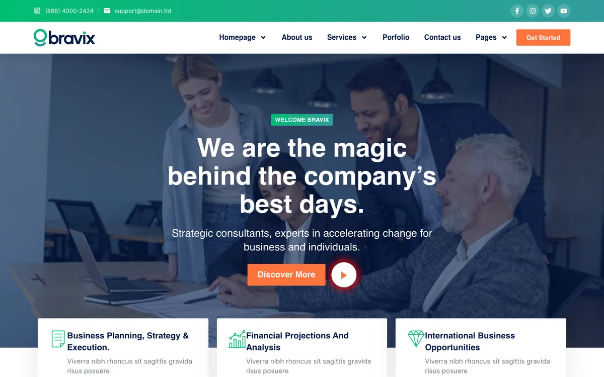 Capture du modèle « Bravix, conseil aux entreprises »