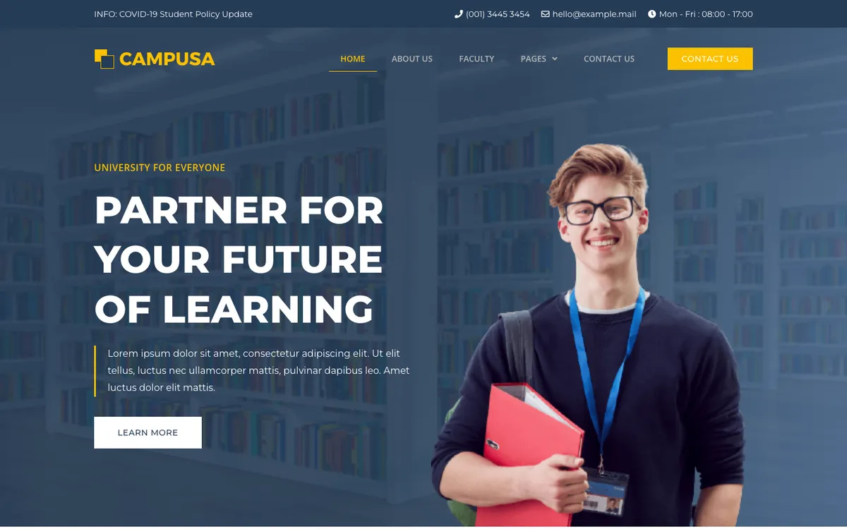 Capture du modèle « Campusa, école supérieure »
