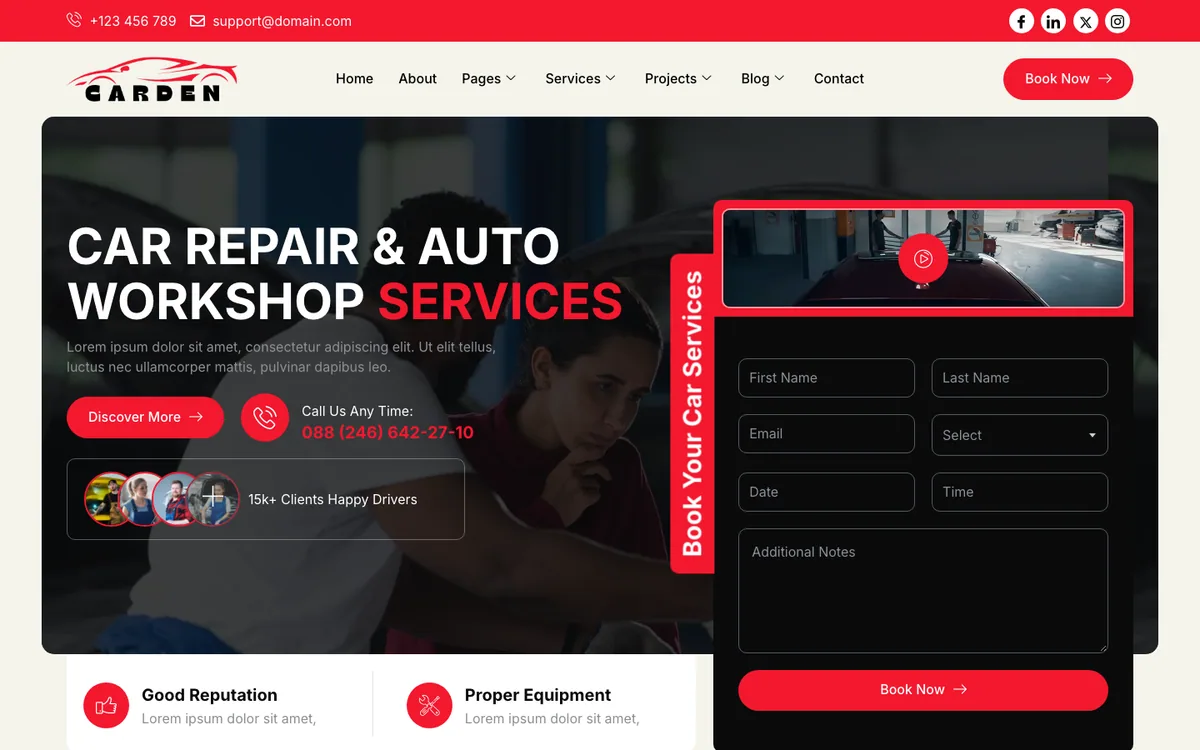 Capture du modèle « Carden, garage et centre auto »