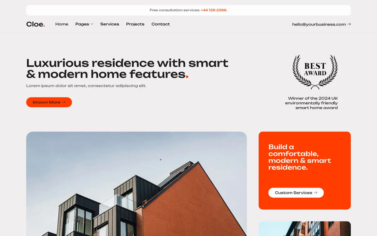 Capture du modèle « Cloe, agence immobilière »