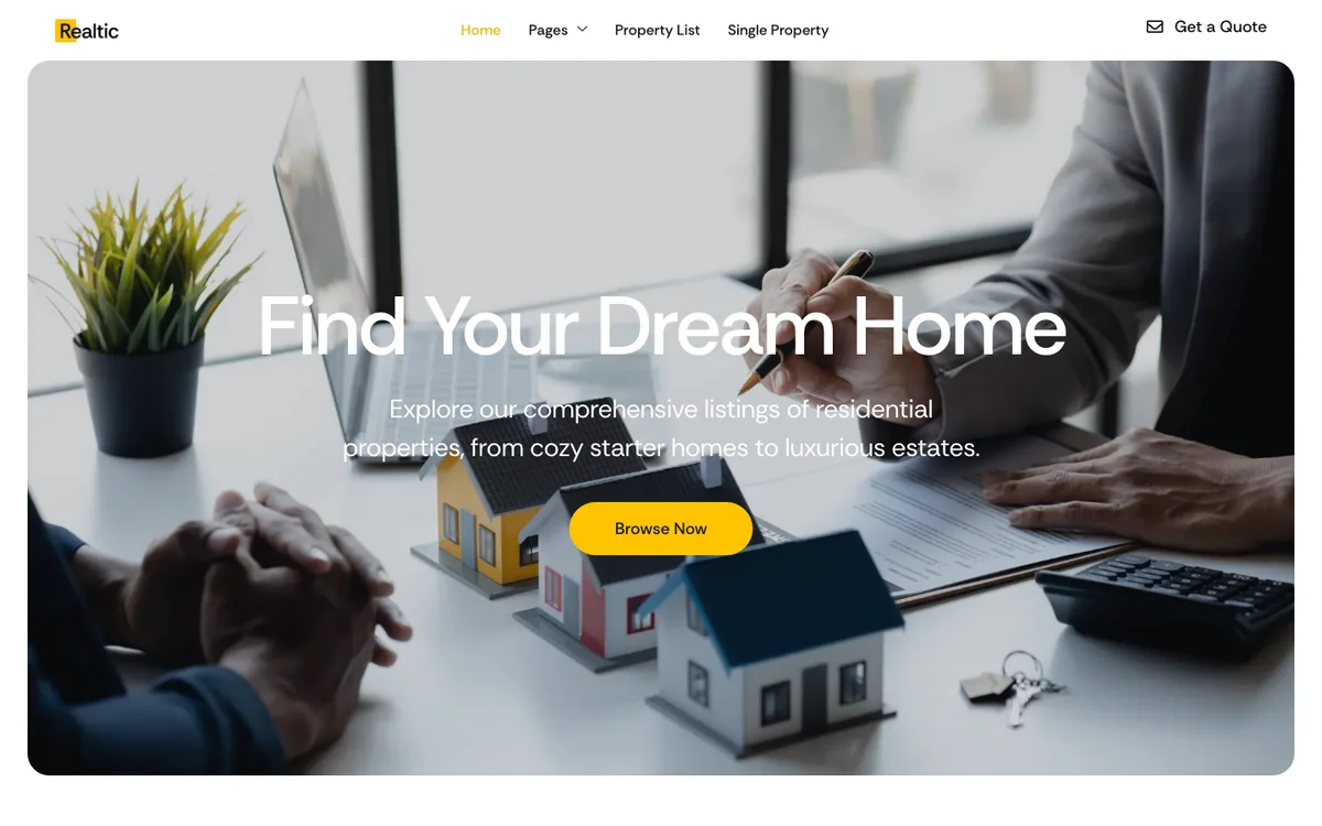 Capture du modèle « Realtic, annonces immobilières »