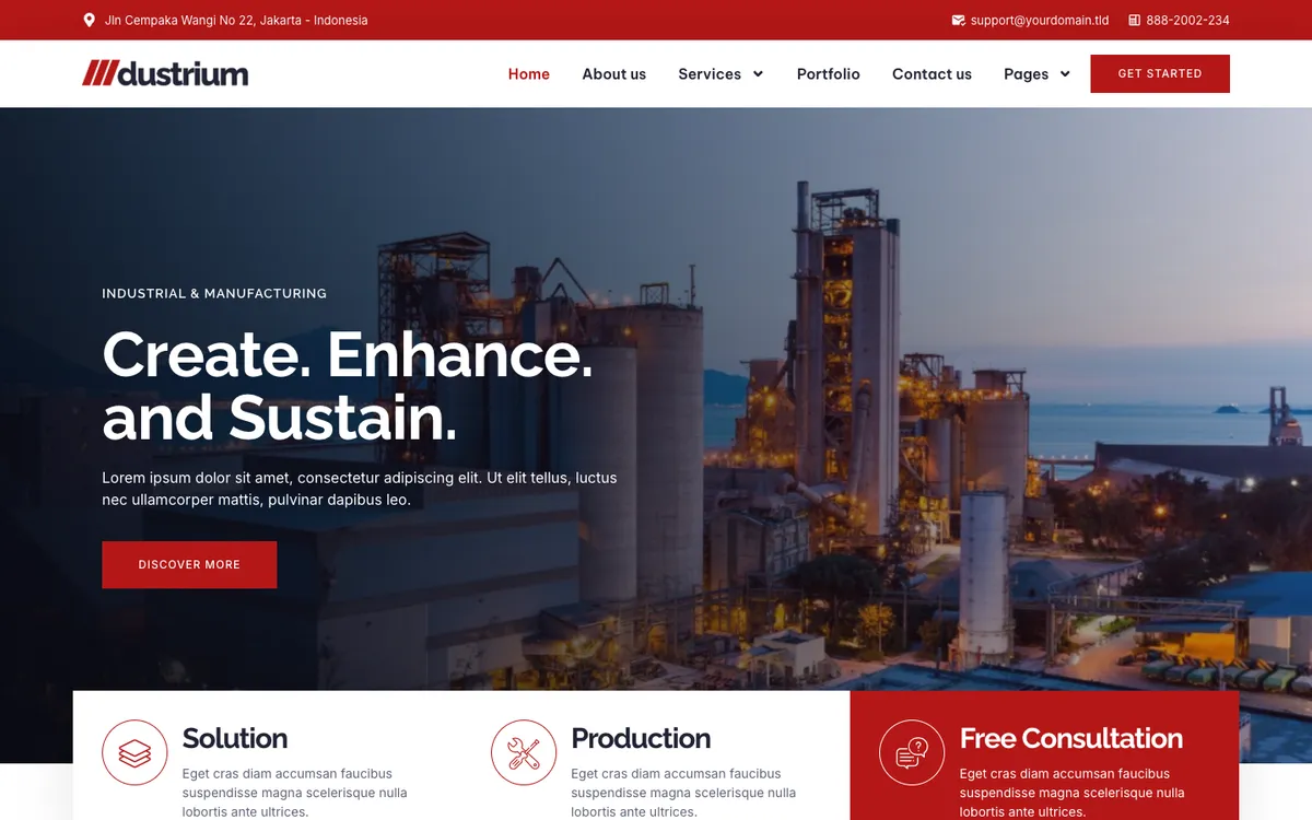 Capture du modèle « Dustrium, PME industrielle »
