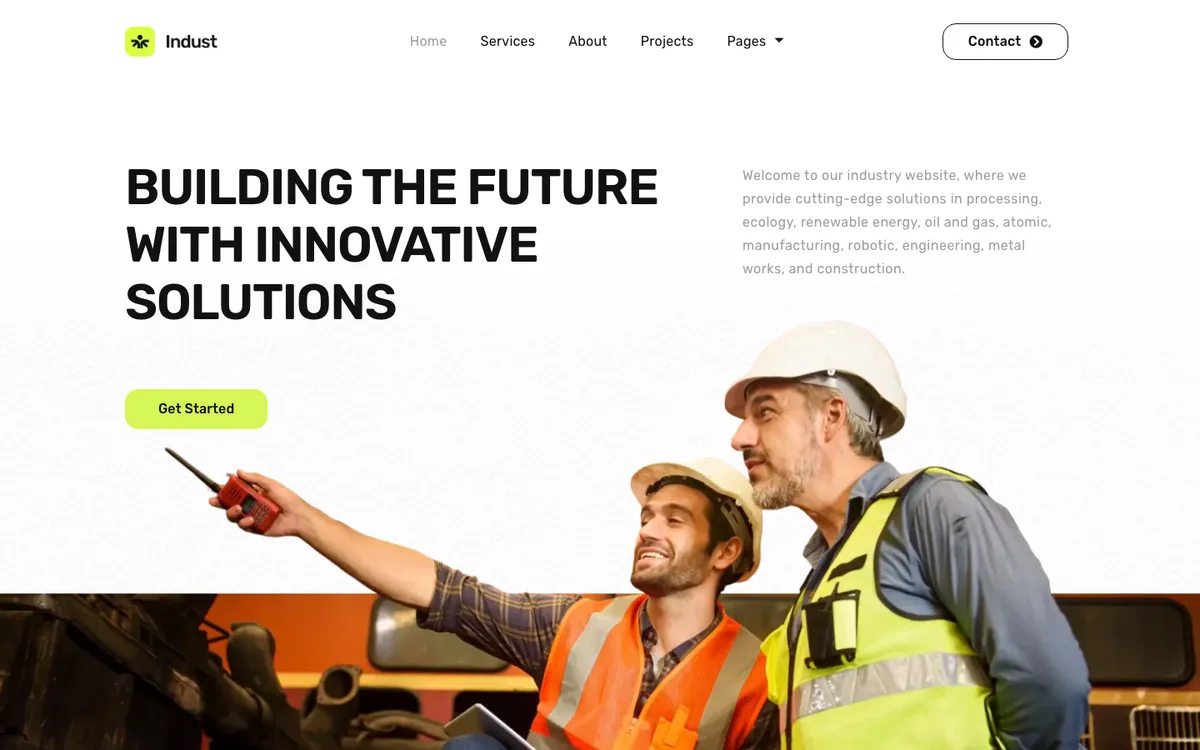 Capture du modèle « Indust, entreprise industrielle »