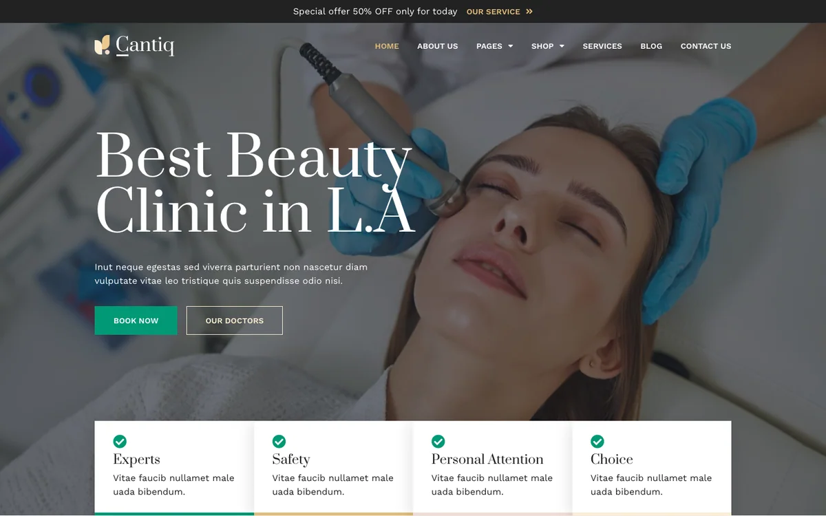 Capture du modèle « Cantiq, clinique de médecine esthétique »