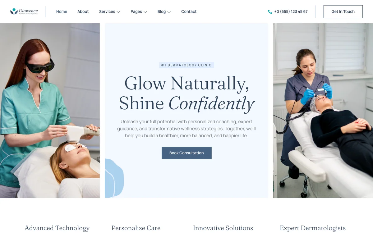 Capture du modèle « Glowence, dermatologie et laser »