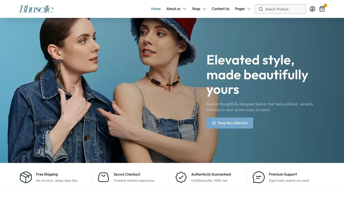 Capture du modèle « Bhuselle, boutique de mode »
