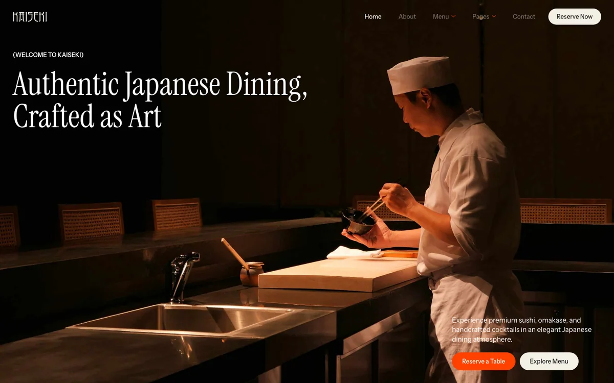 Capture du modèle « Kaiseki, restaurant japonais et sushi bar »