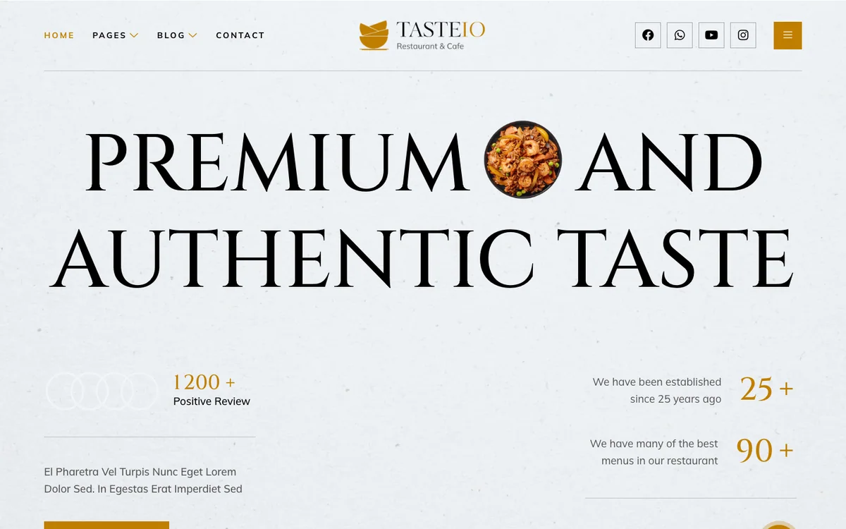 Capture du modèle « Tasteio, restaurant et café »