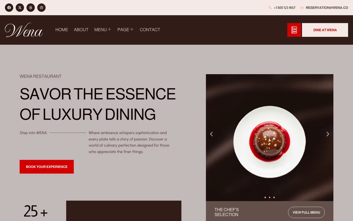 Capture du modèle « Wena, restaurant gastronomique »
