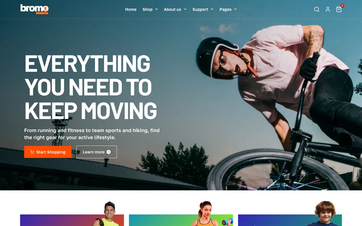 Capture du modèle « BromoSports, magasin de sport »