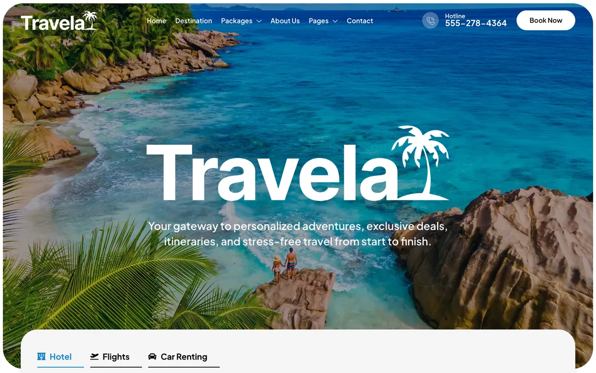 Capture du modèle « Travela, agence de voyages »