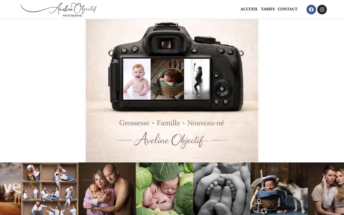 Page d’accueil du site Aveline Objectif