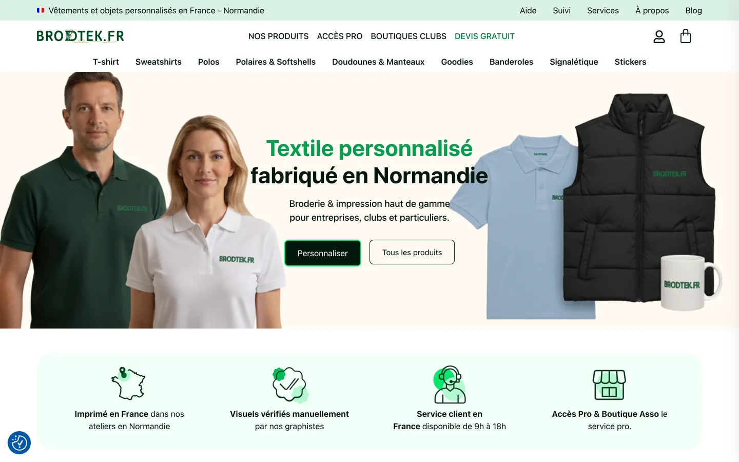 Page d’accueil du site Brodtek