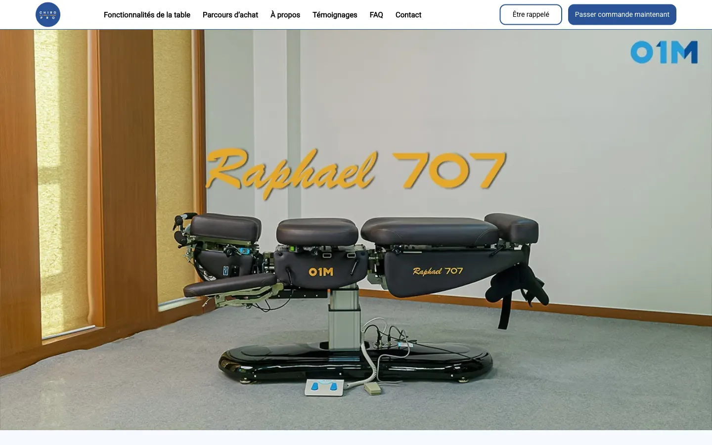 Page d’accueil du site Chiro Pro