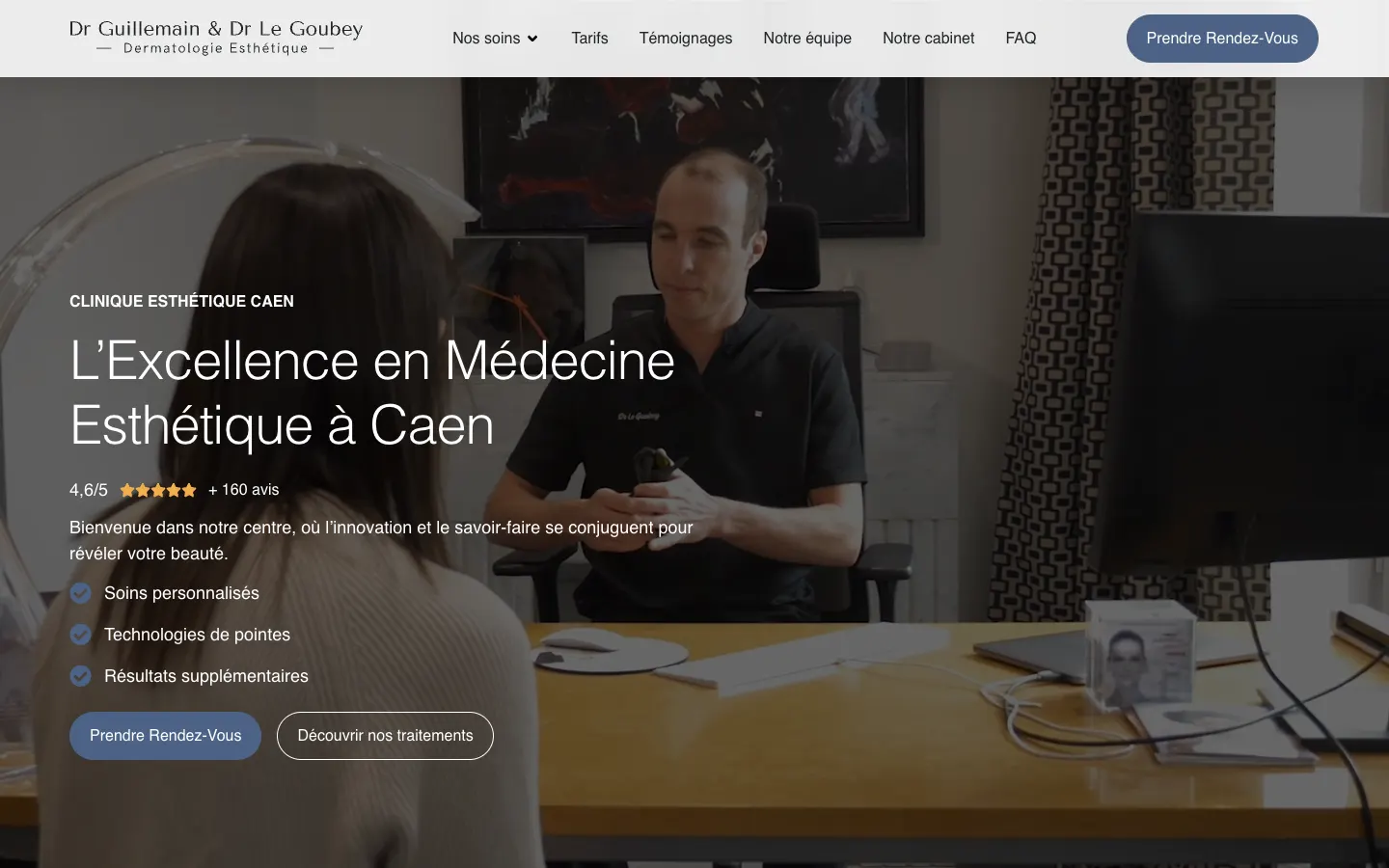 Page d’accueil du site Dermatologie Esthétique Caen