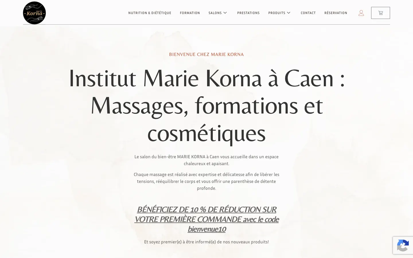 Page d’accueil du site Marie Korna