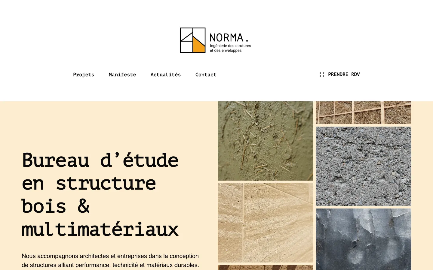 Page d’accueil du site NORMA