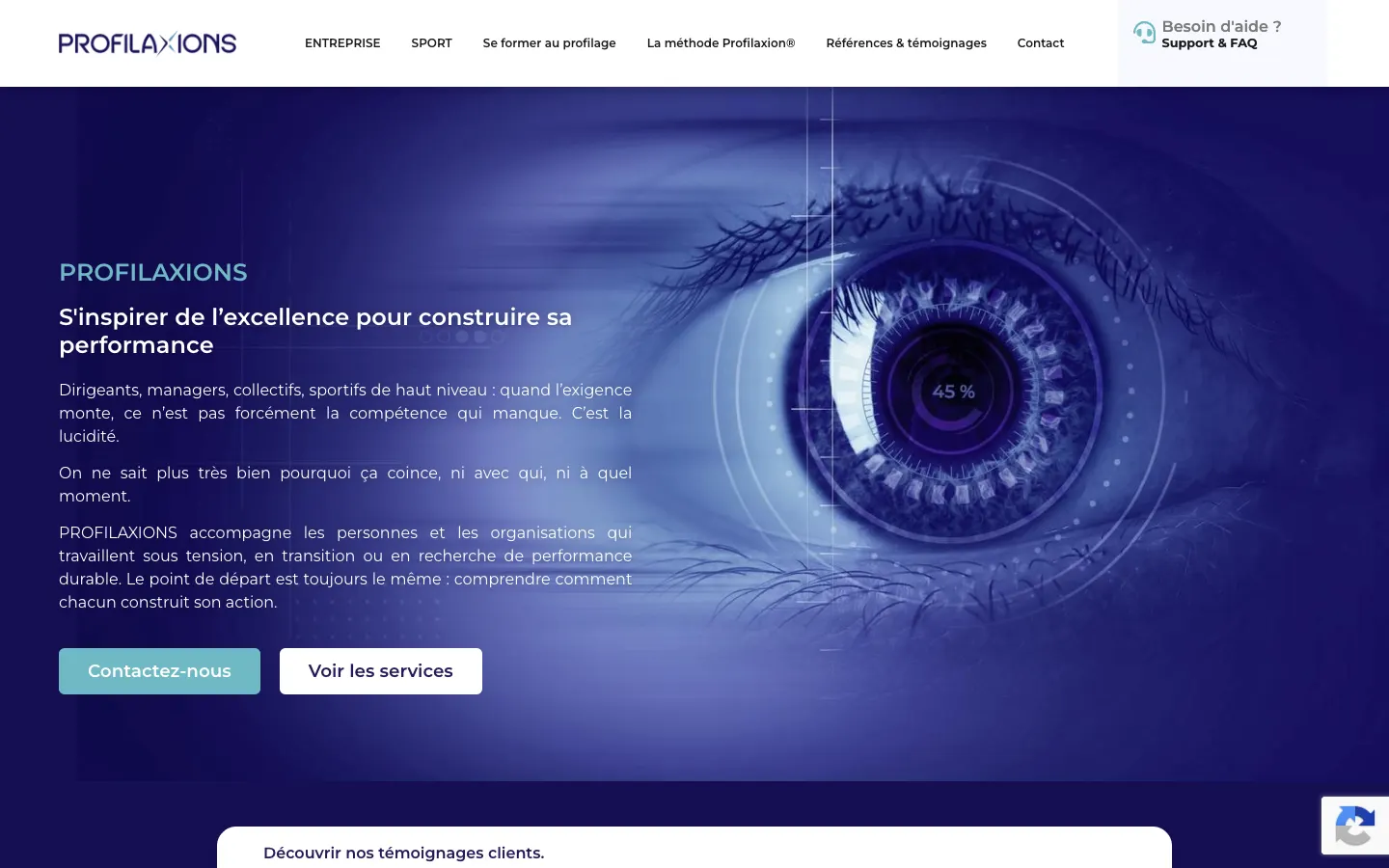 Page d’accueil du site Profilaxions
