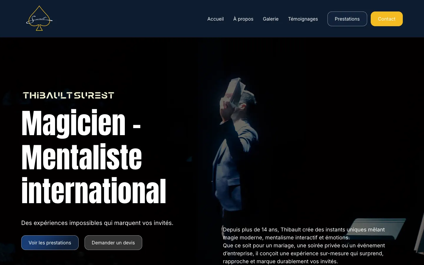 Page d’accueil du site Thibault Surest